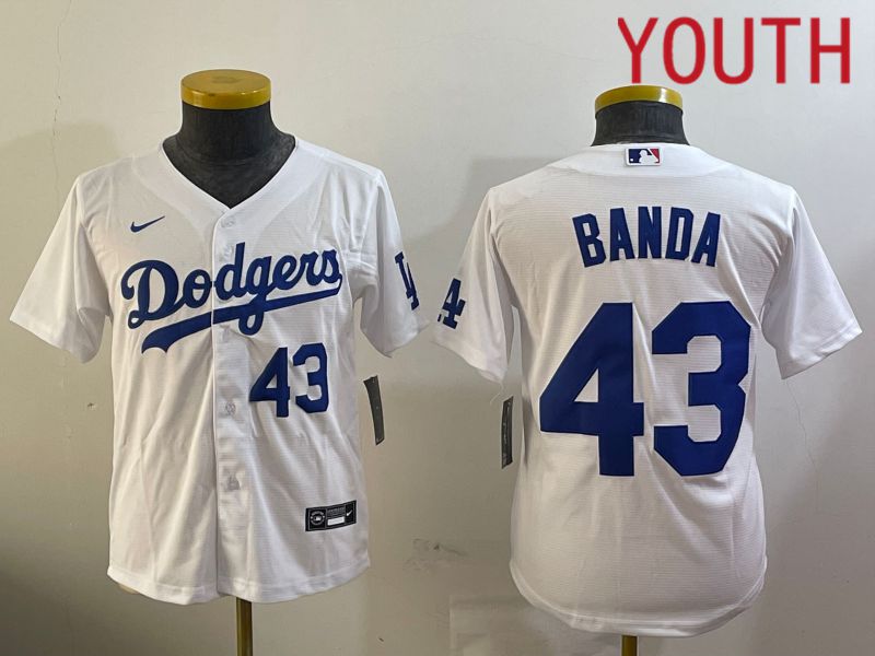 Youth Los Angeles Dodgers #43 Banda White Game 2024 Nike MLB Jersey style 12093->youth mlb jersey->Youth Jersey